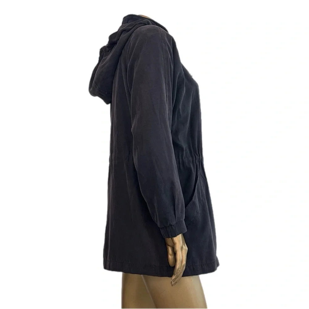 Y2K London Fog Slate Greyish blue Hooded Utility Jacket size M petite